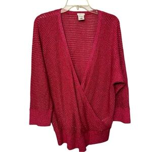 Old Navy size XXL Hot pink metallic faux wrap v- neck sweater ,dolman sleeve